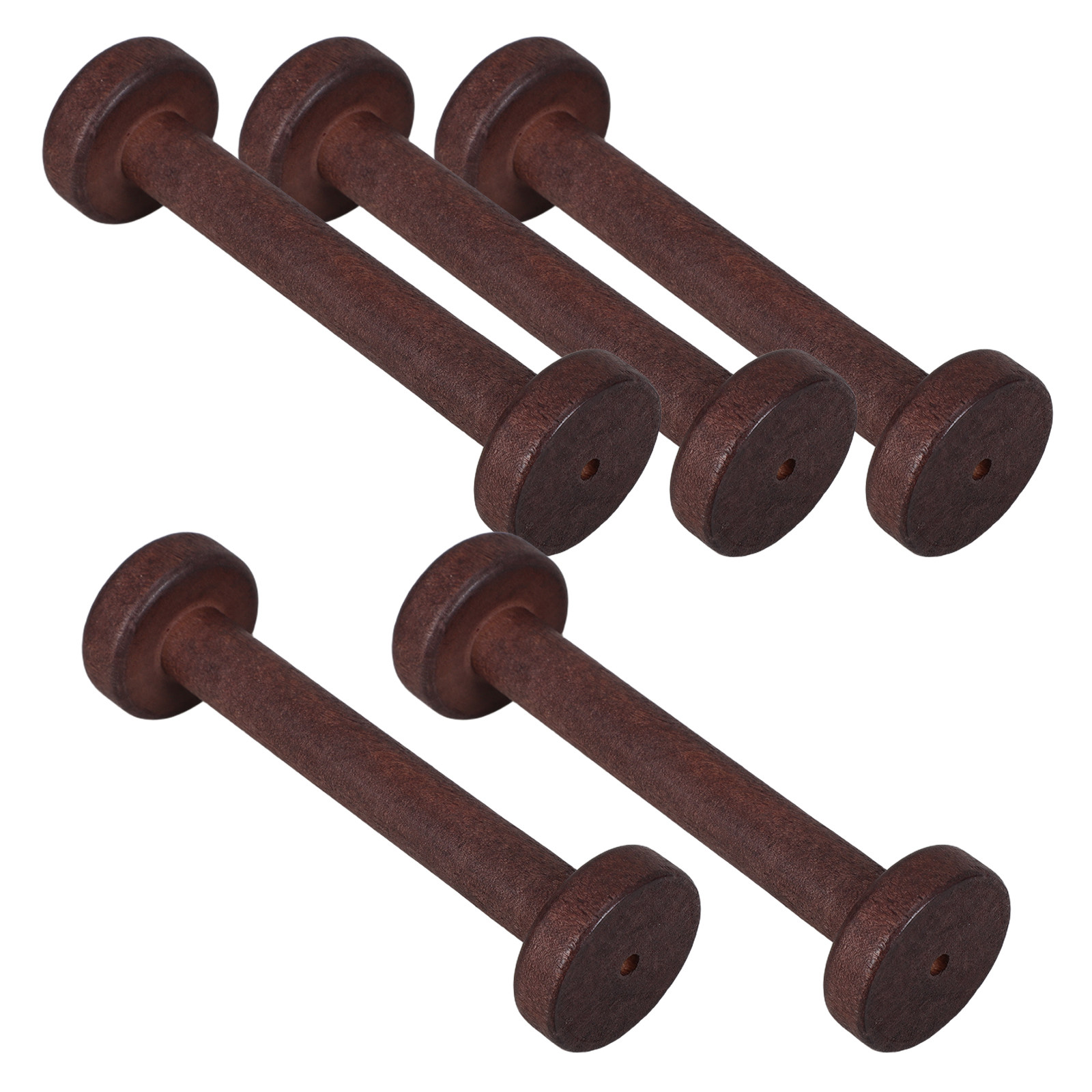 Woodworking Art - 5個入り木製スプール クラフト用 未仕上げ天然木ボビン 素朴な糸コードオーガナイザー 3.78x1.1インチ ヴィンテージ縫製糸リボン