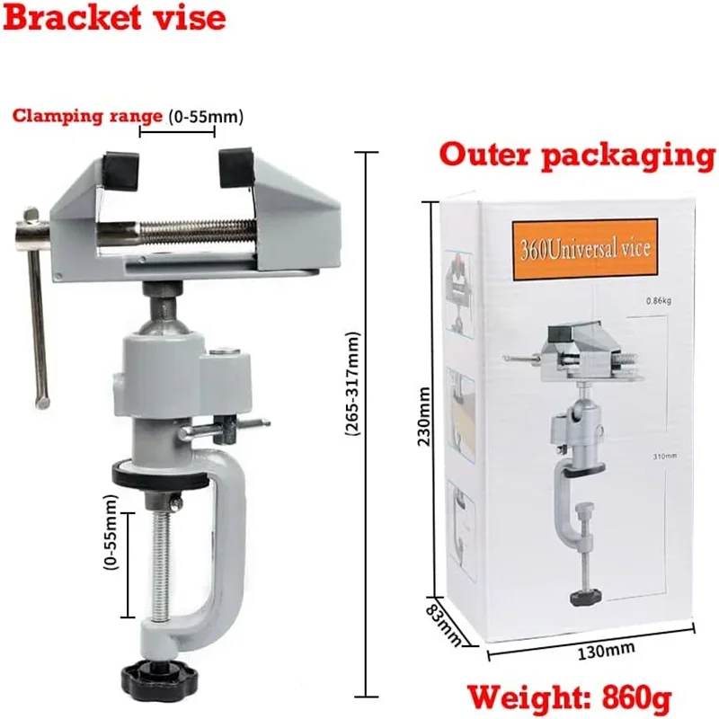 Woodworking Vise - ユニバーサル木工穴あけ用 M テーブルドライバー 360 付き °