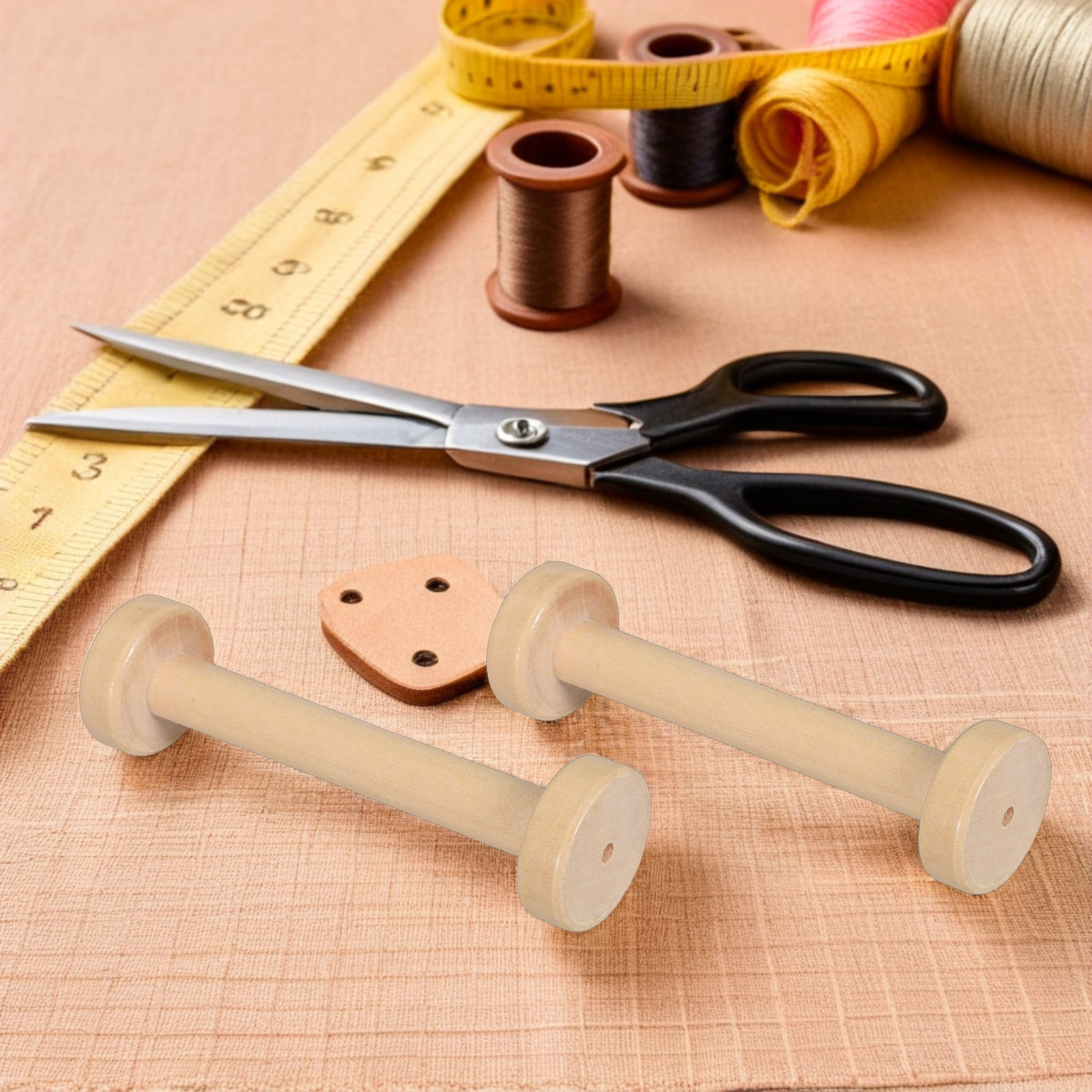 Woodworking Ideas - 5個入り木製スプール ナチュラルヴィンテージボビン 手磨き仕上げ DIYコットンコードリボン糸工芸用 3.78x1.1インチ 素朴な風合い