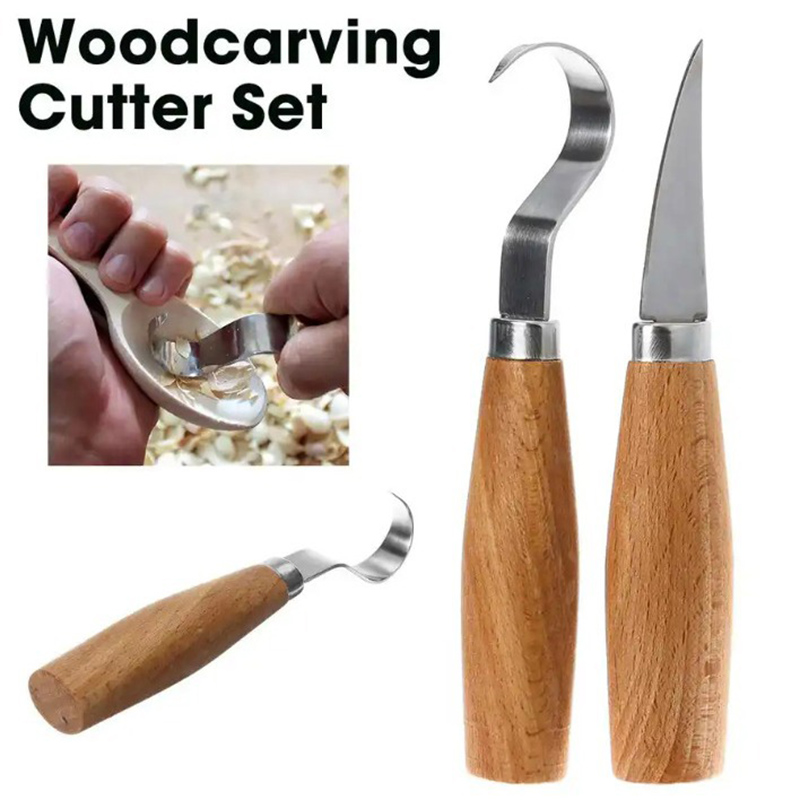 Woodworking Ideas - 木彫りナイフ チゼルフックナイフ 彫刻ツール 人間工学に基づいた木工用スプーン 耐久性のある曲がったナイフ 初心者向け彫刻用