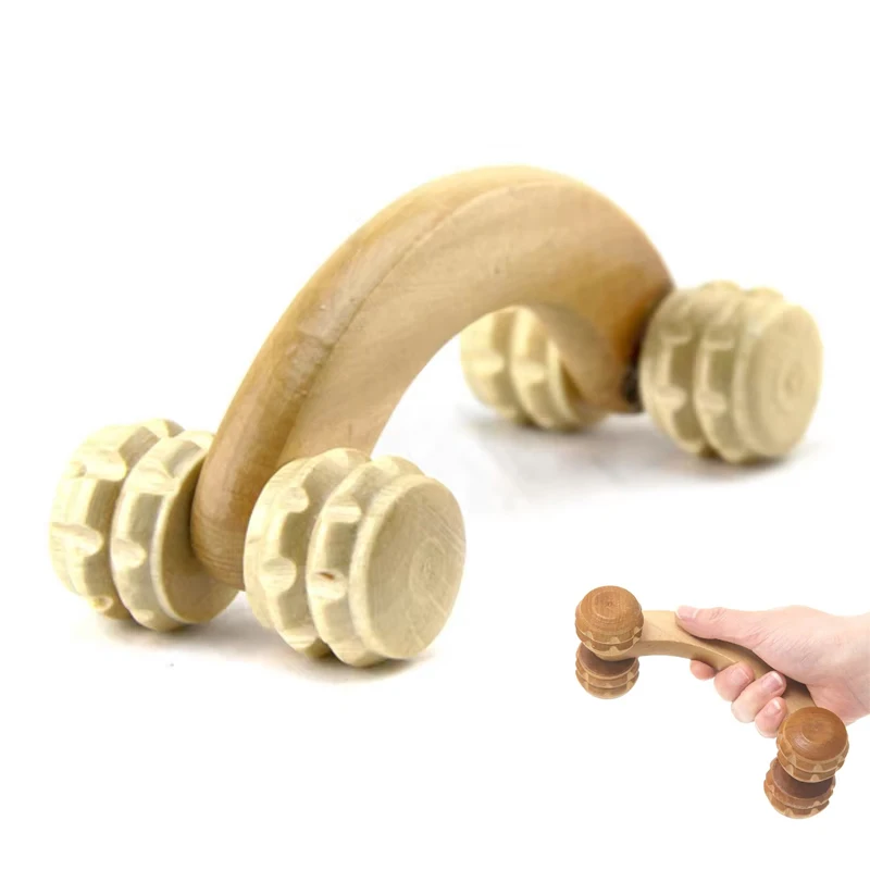 Woodworking Ideas - 木製ハンドヘルドギアマッサージローラー、ウッドセラピーティッシュ、首・体の緩和、経絡の浚渫、減量に使用可能