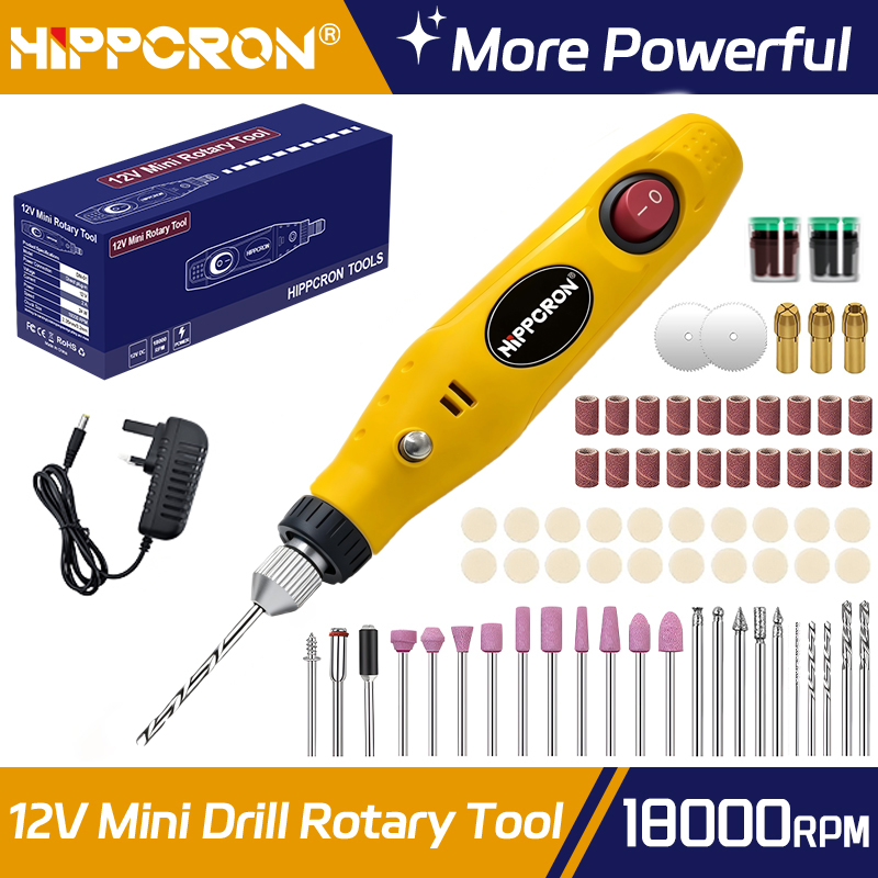 Woodworking Ideas - Hippcron ミニハンドヘルド電動ドリルペン 英国プラグ付き 研削研磨 木工 ジュエリー