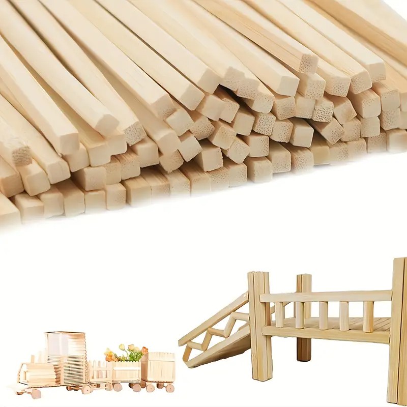 Woodworking Ideas - 30本/50本 0.5×0.5×30CM ナチュラルスクエア竹スティック、クラフトスティック、木工用品、DIYモデル、クラフトプロジェクトクラフト