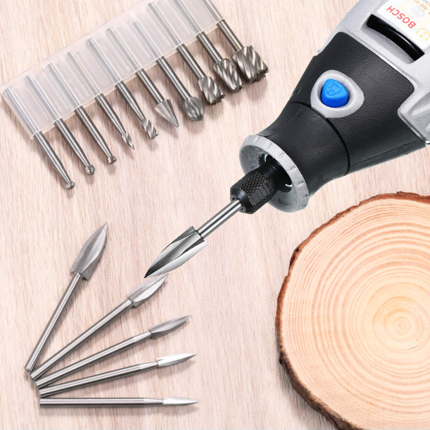15個入りHSS木工用カービングバービットセット、1/8イン - Wood Chisel Set のレビューと価格