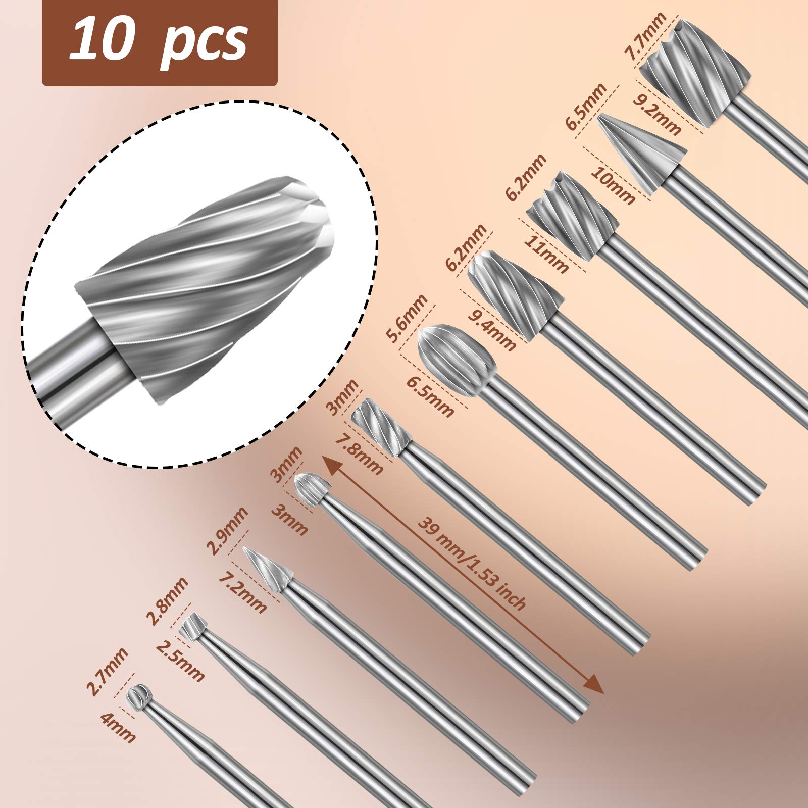15個入りHSS木工用カービングバービットセット、1/8イン - Wood Chisel Set のレビューと価格