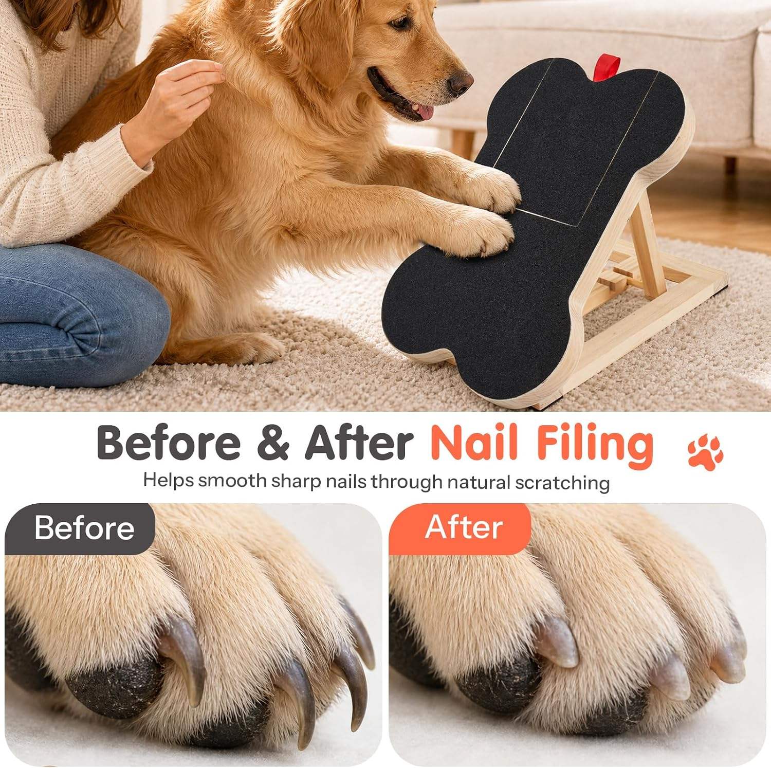 木製犬用爪とぎボード、引き出し式トリムパッド付き、内蔵おやつ - Woodworking Magazine のレビューと価格