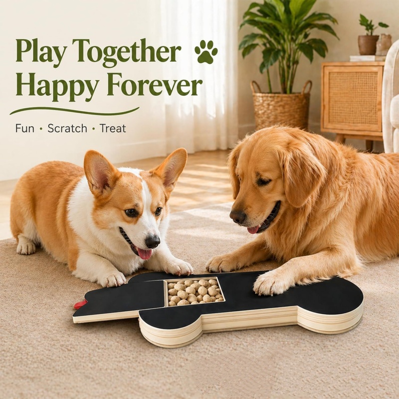木製犬用爪とぎボード、引き出し式トリムパッド付き、内蔵おやつ - Woodworking Magazine のレビューと価格