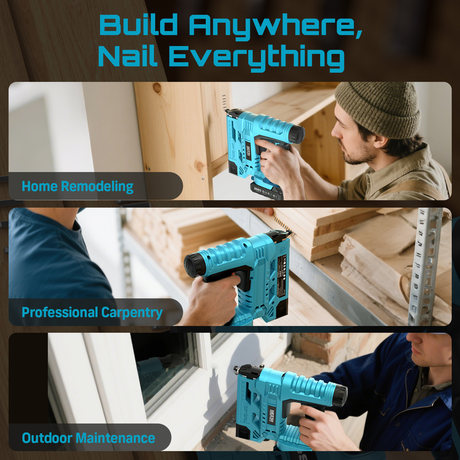 SEESII 電動ネイルガン コードレス 2 in1 18ゲ - Woodworking Essential Tools のレビューと価格