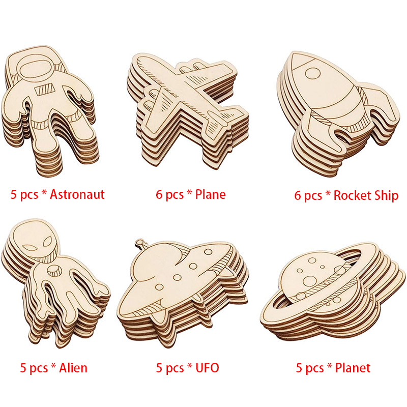 未完成のカットアウト木製ペイント、装飾工芸品、子供用装飾品、 - Woodworking Art のレビューと価格