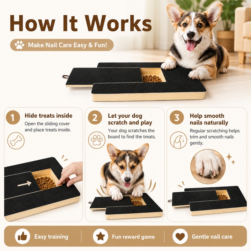 木製犬用爪とぎボード、おやつボックス付き、引き出し式サンドペ - Woodworking Magazine のレビューと価格