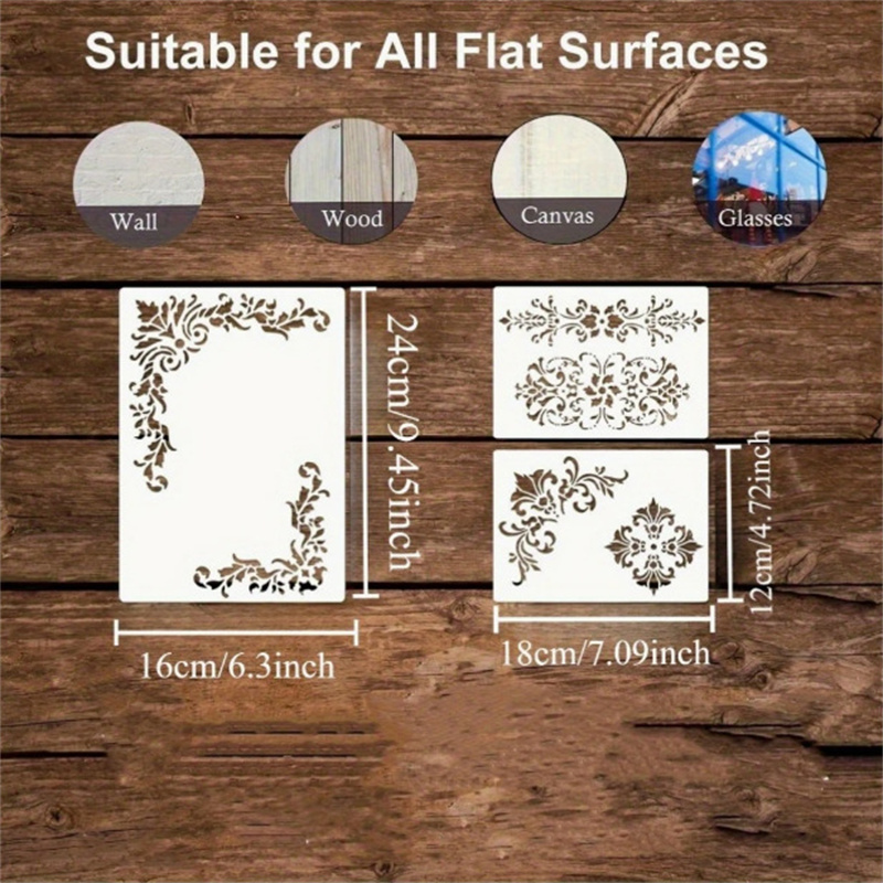 6 個の花柄コーナーステンシル絵画テンプレート用ヴィンテージ - Woodworking Art のレビューと価格