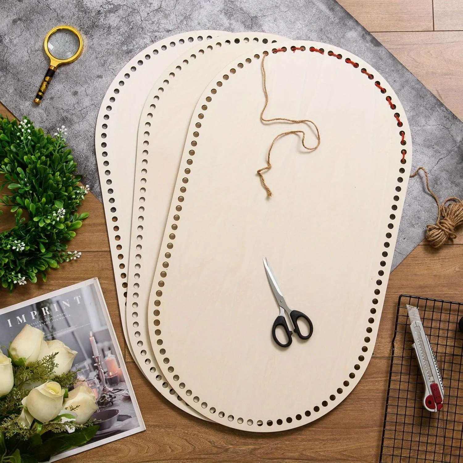 大きなモーゼバスケット木製ベース、木製かぎ針編みバスケットベ - Woodworking Art のレビューと価格