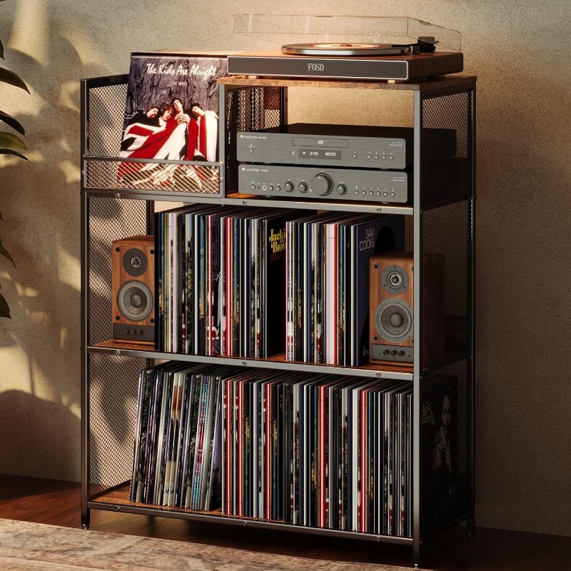 3段ビニールレコードプレーヤースタンド LPアルバムキャビネ - Woodworking Magazine のレビューと価格