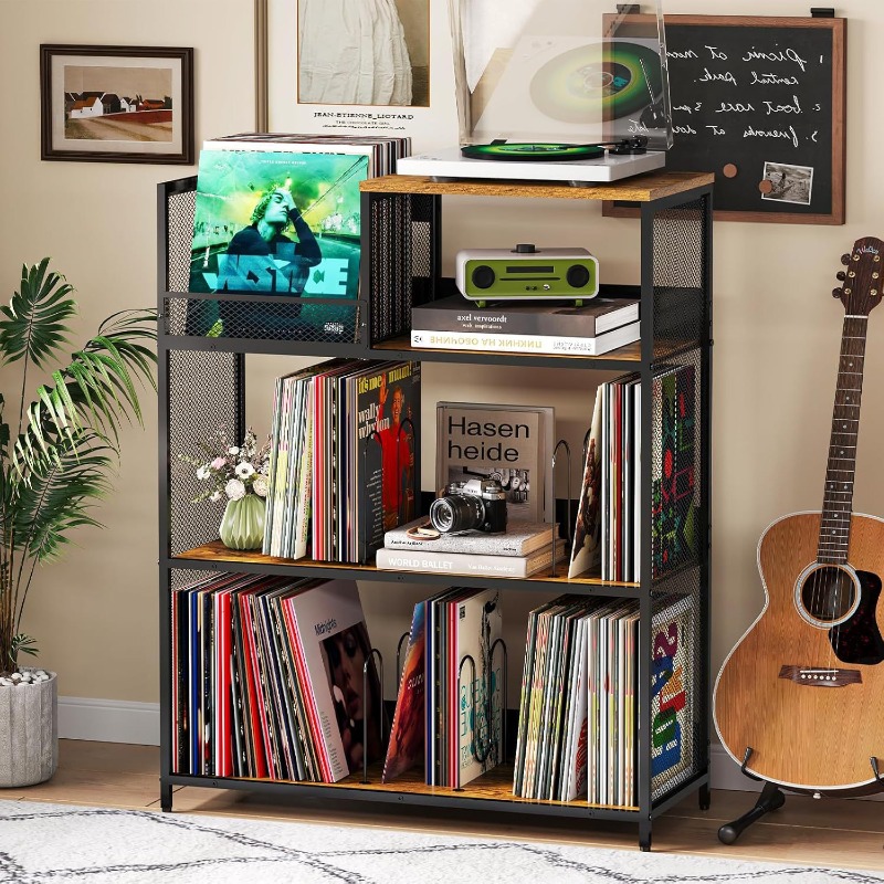 3段ビニールレコードプレーヤースタンド LPアルバムキャビネ - Woodworking Magazine のレビューと価格