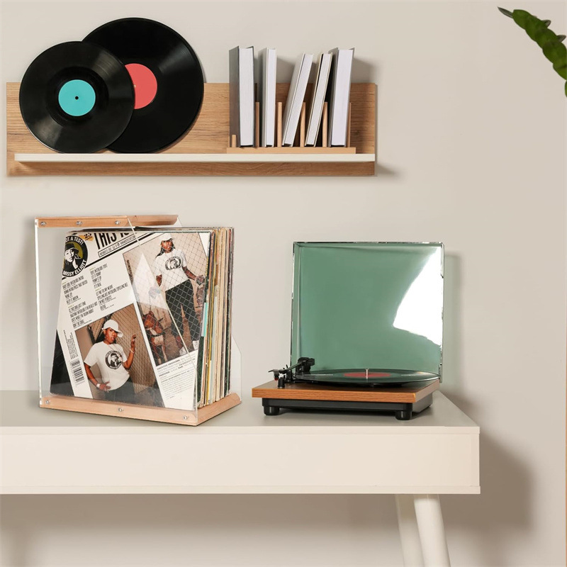 木製レコードラックデスクトップ装飾透明ビニールレコードディス - Woodworking Magazine のレビューと価格