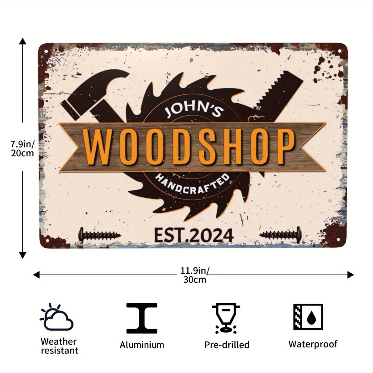 パーソナライズされたカスタム木工大工サイン、アルミ製ウォール - Woodworking Art のレビューと価格