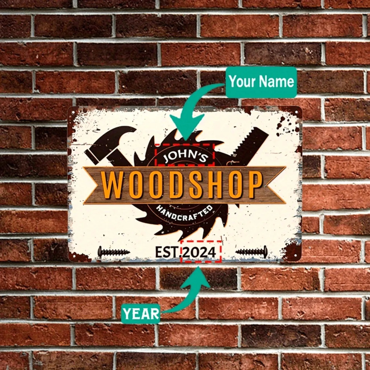 パーソナライズされたカスタム木工大工サイン、アルミ製ウォール - Woodworking Art のレビューと価格